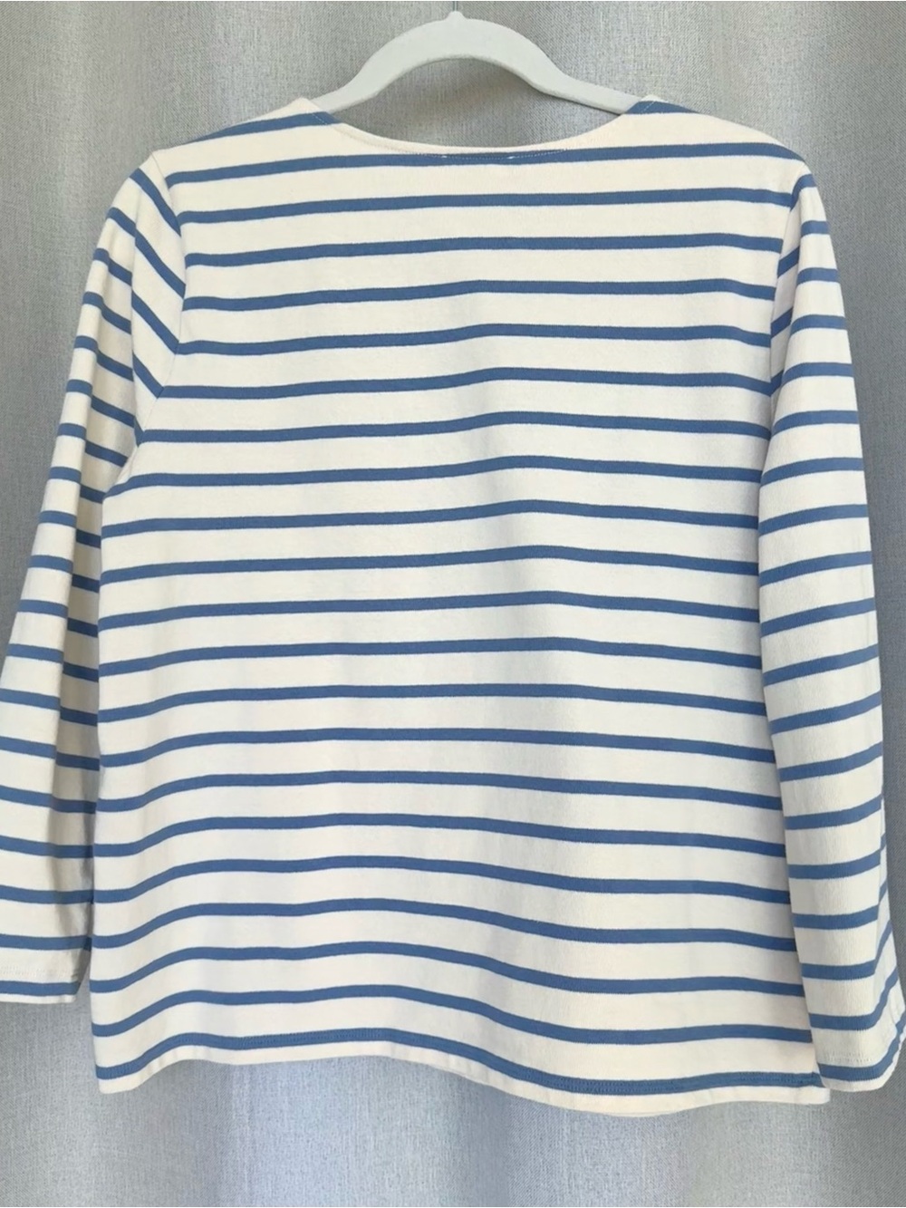Sezane Colette Cotton Stripes Ivory Blue Crewneck Long Sleeve T-shirt L - Picture 3 of 10